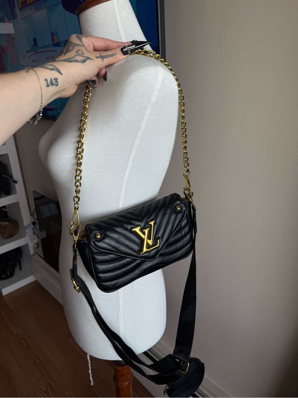 Black Quilted Chain Shoulder Bag